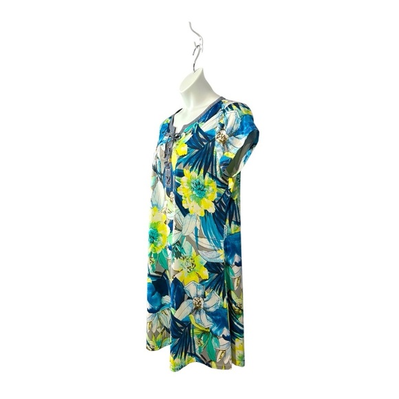 NWOT, Marie Claire Boutiques, Tunic Dress, XL, Yellow, Blue, White - Picture 6 of 9